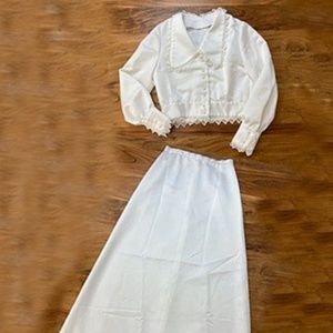 BOHO  BRIDE Vintage White Satin Two Piece Dress |